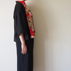 出售和服外套 - 復古的和服領夾克黑×紅 第3張的照片