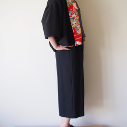 出售和服外套 - 復古的和服領夾克黑×紅 第4張的照片