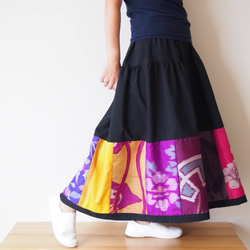 Kimono Patch-worked Skirt Long -Using Vintage Kimono Fabrics 第2張的照片