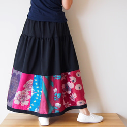 Kimono Patch-worked Skirt Long -Using Vintage Kimono Fabrics 第5張的照片