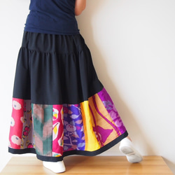 Kimono Patch-worked Skirt Long -Using Vintage Kimono Fabrics 第6張的照片