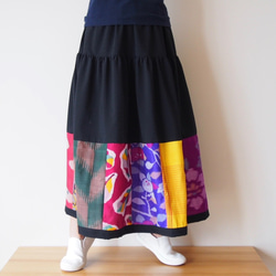 Kimono Patch-worked Skirt Long -Using Vintage Kimono Fabrics 第7張的照片