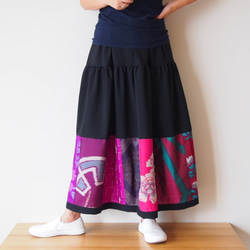 Kimono Patch-worked Skirt Long -Using Vintage Kimono Fabrics 第8張的照片