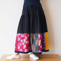 Kimono Patch-worked Skirt Long -Using Vintage Kimono Fabrics 第9張的照片