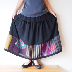 Kimono Patch-worked Skirt Long -Using Vintage Kimono Fabrics 第6張的照片