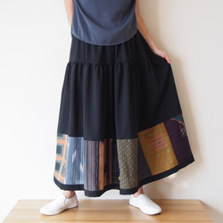 Kimono Patch-worked Skirt Long -Using Vintage Kimono Fabrics 第2張的照片