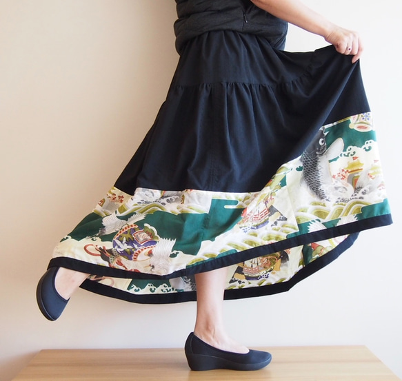 [Made to order] KIMONO Patch-worked Skirt Long 第1張的照片