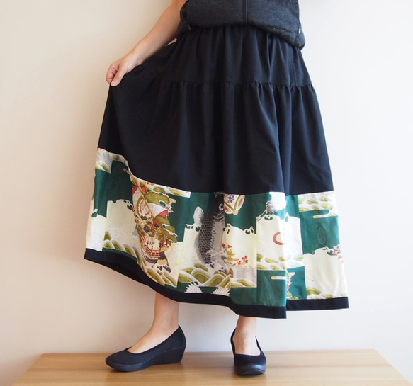 [Made to order] KIMONO Patch-worked Skirt Long 第2張的照片