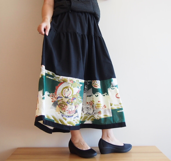 [Made to order] KIMONO Patch-worked Skirt Long 第3張的照片