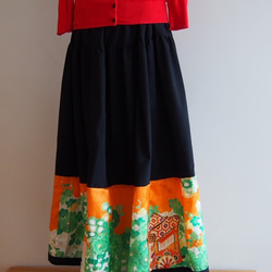 Kimono HAREGI Skirt Long -Using Vintage Kimono Fabrics 第5張的照片