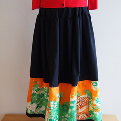 Kimono HAREGI Skirt Long -Using Vintage Kimono Fabrics 第7張的照片