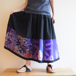 Kimono HAREGI Skirt Long -Using Vintage Kimono Fabrics 第5張的照片