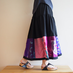 Kimono HAREGI Skirt Long -Using Vintage Kimono Fabrics 第7張的照片