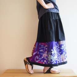 Kimono HAREGI Skirt Long -Using Vintage Kimono Fabrics 第8張的照片