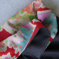 「コハルさまオーダー品」ピンストライプのウールと着物地が仲良くなった、タイパンツ 4枚目の画像