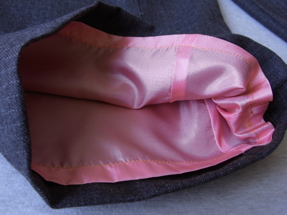 「コハルさまオーダー品」ピンストライプのウールと着物地が仲良くなった、タイパンツ 5枚目の画像