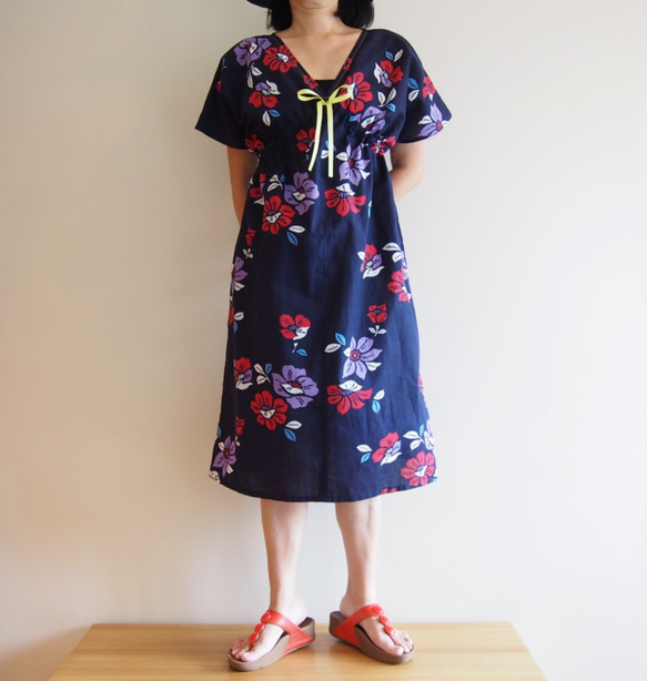 OKINAWA DRESS -Midi dress using YUKATA(Summer KIMONO) fabric 第2張的照片