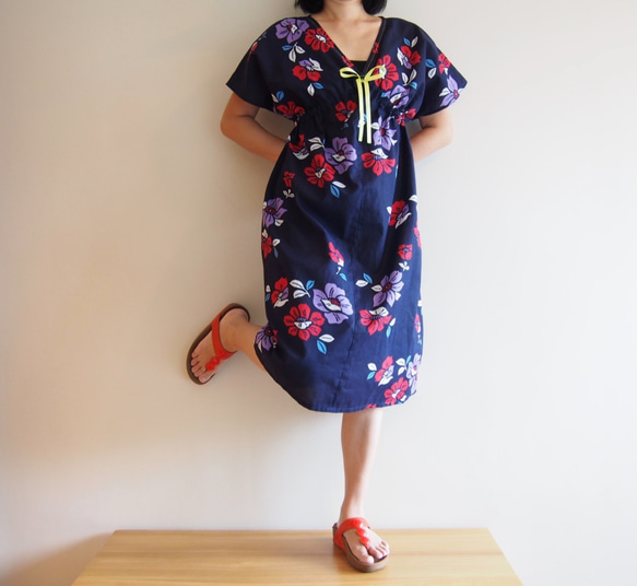 OKINAWA DRESS -Midi dress using YUKATA(Summer KIMONO) fabric 第3張的照片