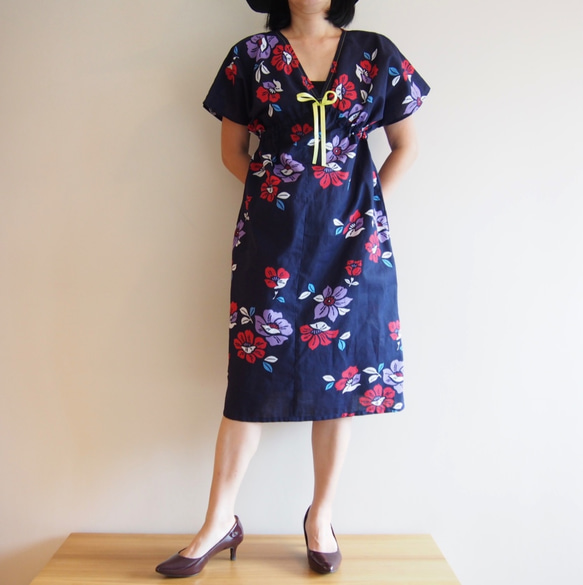 OKINAWA DRESS -Midi dress using YUKATA(Summer KIMONO) fabric 第5張的照片