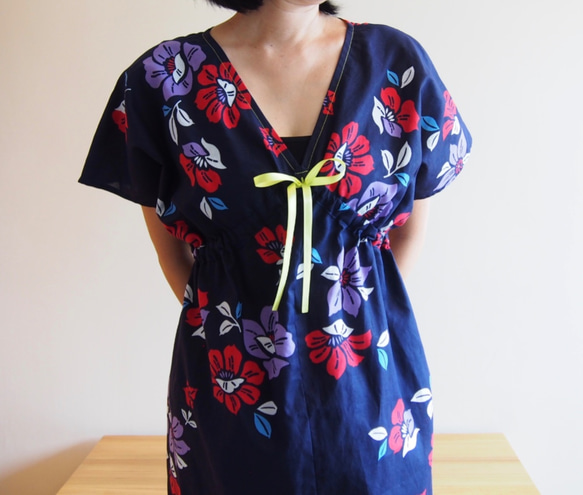 OKINAWA DRESS -Midi dress using YUKATA(Summer KIMONO) fabric 第8張的照片