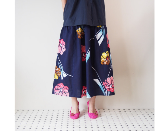 OKINAWA SKIRT LONG  -upcycled from unused summer KIMONO 第1張的照片