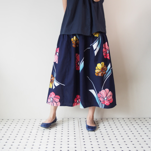 OKINAWA SKIRT LONG  -upcycled from unused summer KIMONO 第3張的照片