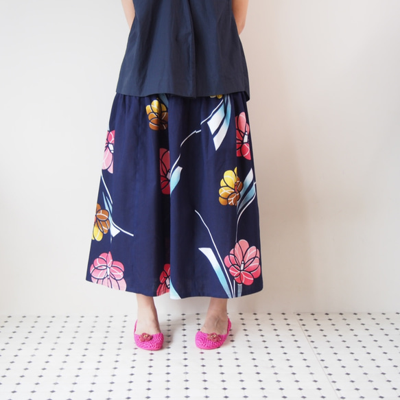 OKINAWA SKIRT LONG  -upcycled from unused summer KIMONO 第7張的照片