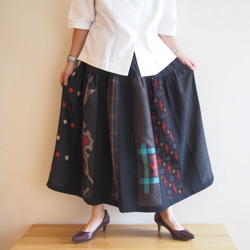 Kimono HAREGI Skirt Long -Using Vintage Kimono Fabrics 第1張的照片