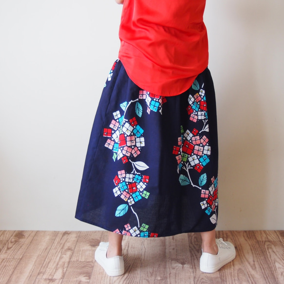 OKINAWA SKIRT LONG  -upcycled from unused summer KIMONO 第4張的照片