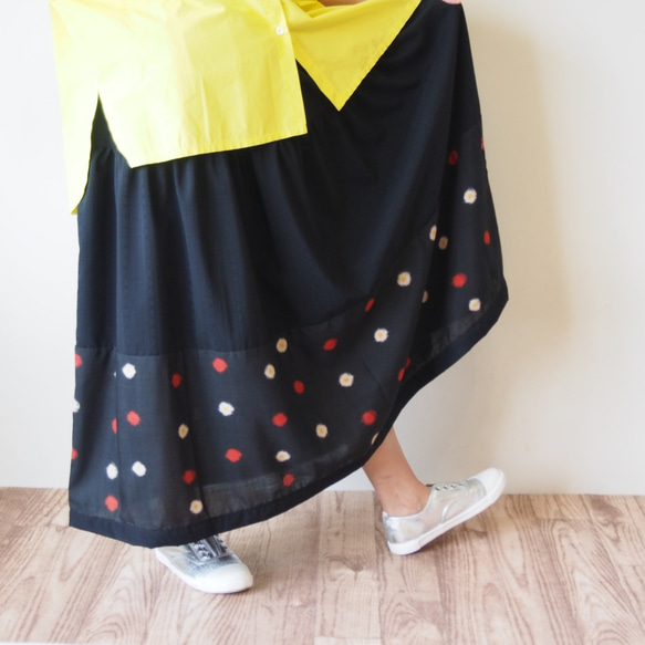 已售 HAREGI SKIRT - Flare skirt using vintage meisen kimono fabric 第2張的照片