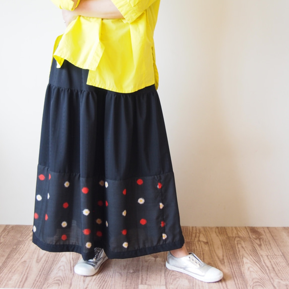 已售 HAREGI SKIRT - Flare skirt using vintage meisen kimono fabric 第3張的照片