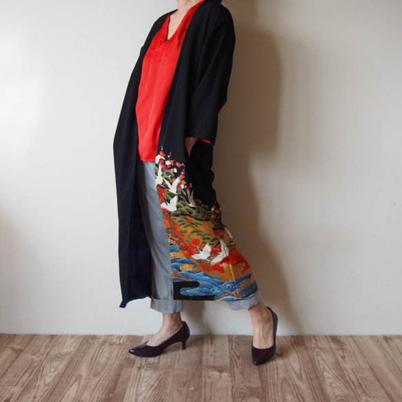 KIMONO Long Jacket -upcycled from Vintage Kimono 第3張的照片