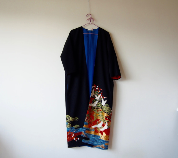 KIMONO Long Jacket -upcycled from Vintage Kimono 第6張的照片