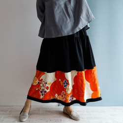 Kimono HAREGI Skirt Long -Using Vintage Kimono Fabrics 第4張的照片