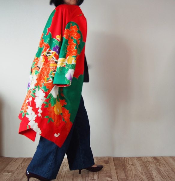 KIMONO Long Jacket -upcycled from Vintage Kimono 第6張的照片