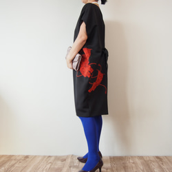 Square KIMONO Dress -LittleBlack Dress using Vintage Kimono 第8張的照片