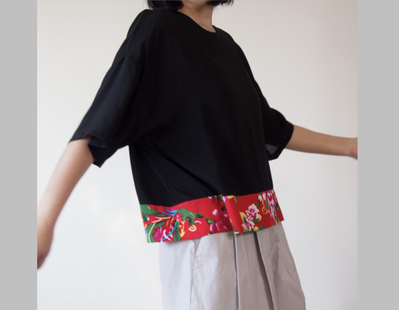 KIMONO TOP -Over sized top with CHINESE textile 第2張的照片