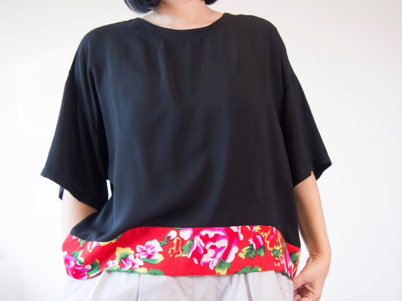 KIMONO TOP -Over sized top with CHINESE textile 第3張的照片