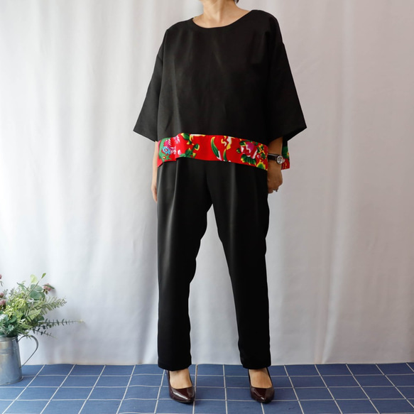 KIMONO TOP -Over sized top with CHINESE textile 第9張的照片