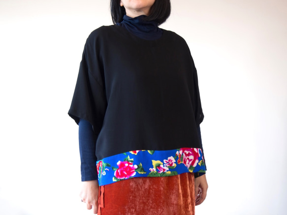 KIMONO TOP -Over sized top with CHINESE textile 第1張的照片