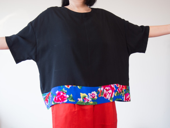 KIMONO TOP -Over sized top with CHINESE textile 第3張的照片