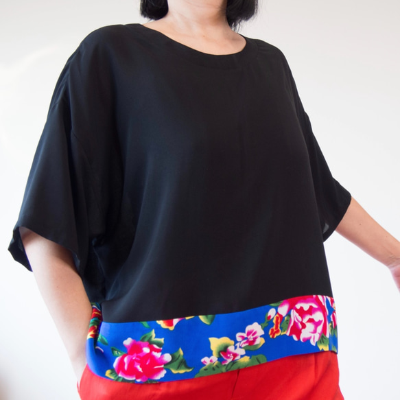 KIMONO TOP -Over sized top with CHINESE textile 第6張的照片