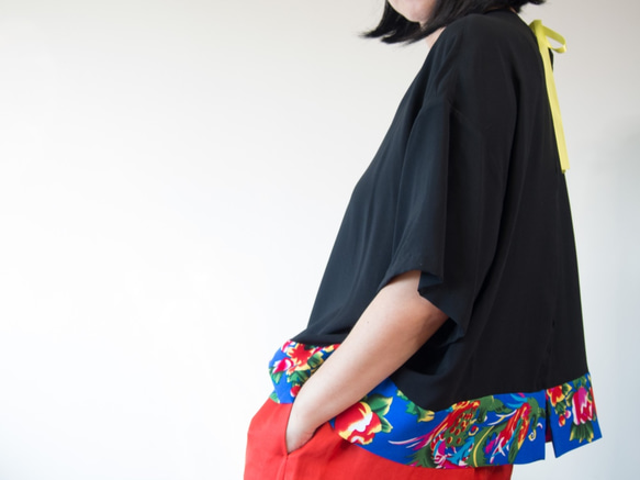 KIMONO TOP -Over sized top with CHINESE textile 第8張的照片