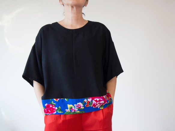 KIMONO TOP -Over sized top with CHINESE textile 第9張的照片