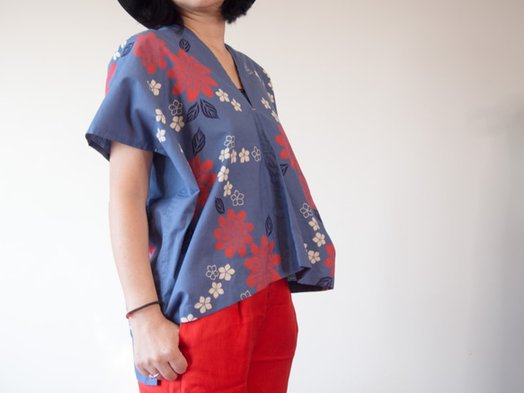 OKINAWA TOP  -upcycled from unused summer KIMONO 第4張的照片