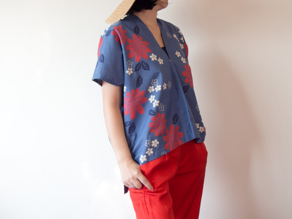 OKINAWA TOP  -upcycled from unused summer KIMONO 第5張的照片