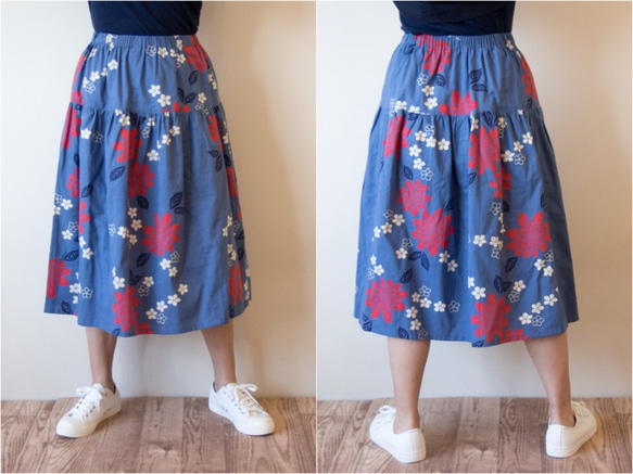 OKINAWA SKIRT MIDI  -upcycled from unused summer KIMONO 第5張的照片