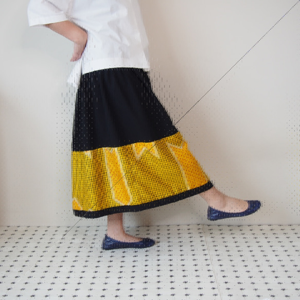 Kimono HAREGI Skirt Long -Using Vintage Kimono Fabrics 第8張的照片