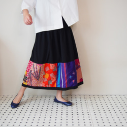 Kimono HAREGI Skirt Long -Using Vintage Kimono Fabrics 第3張的照片