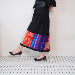 Kimono HAREGI Skirt Long -Using Vintage Kimono Fabrics 第5張的照片